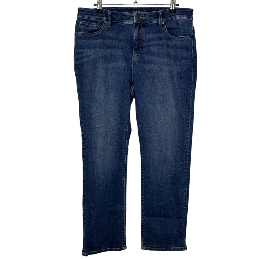 Lauren Ralph Lauren Jeans Women Size 14 Blue Denim Straight Classic Stretch